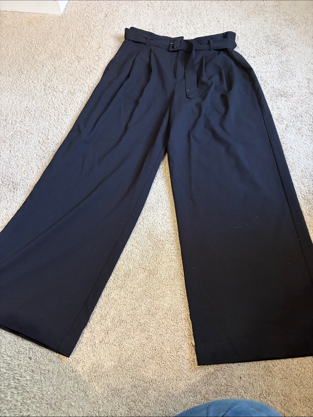 A New Day Black Belted Wide Leg Trousers Size 14